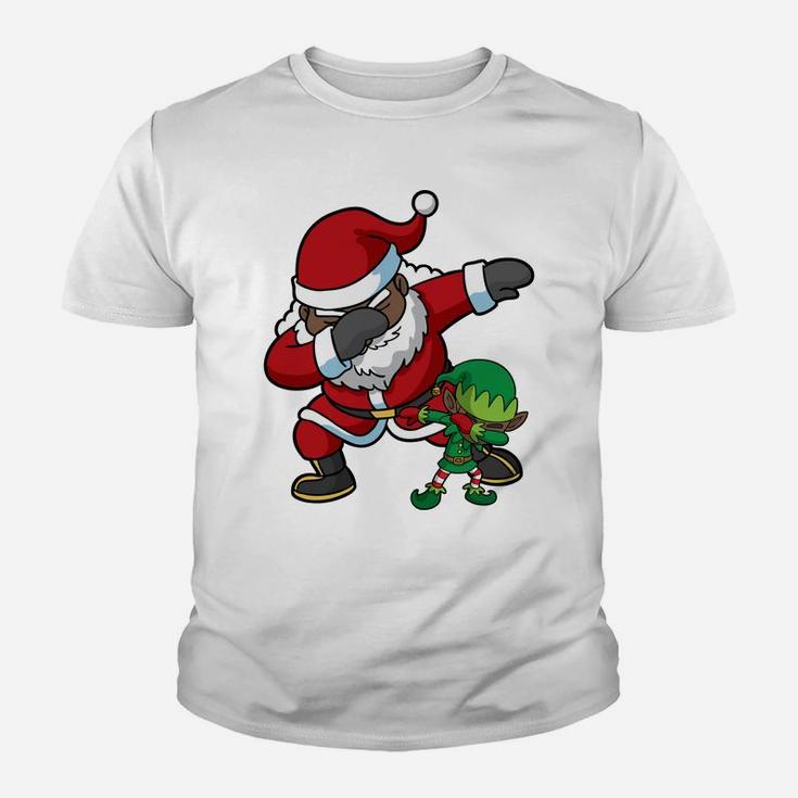 Christmas African American Dabbing Santa Claus Elf Dab Gift Youth T-shirt