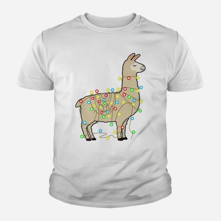 Christmas Lights Llama Lover Funny Xmas Holiday Gift Youth T-shirt