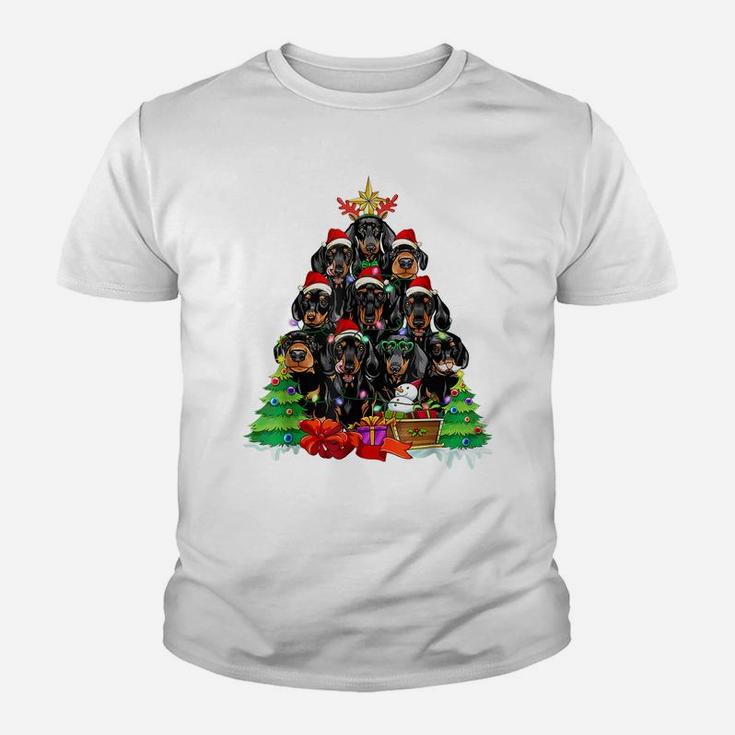 Christmas Pajama Dachshund Tree Dog Xmas For Dog Dad Dog Mom Youth T-shirt