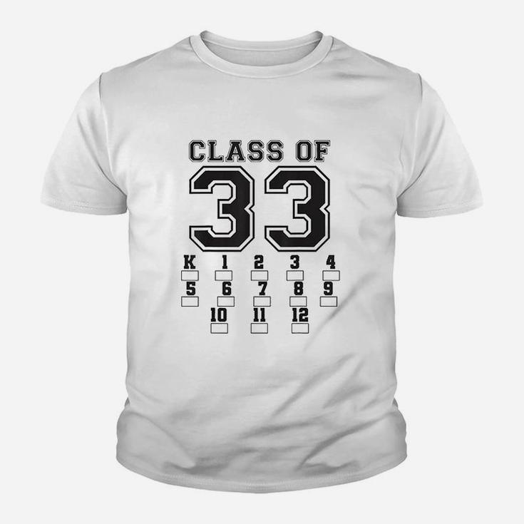 Class Of 2033 Grow With Me Back To School Checkmarks Graphic Youth T-shirt