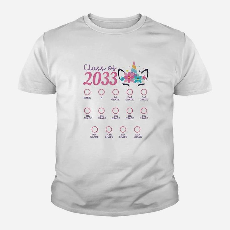 Class Of 2033 Grow With Me First Day Of School Unicorn Youth T-shirt
