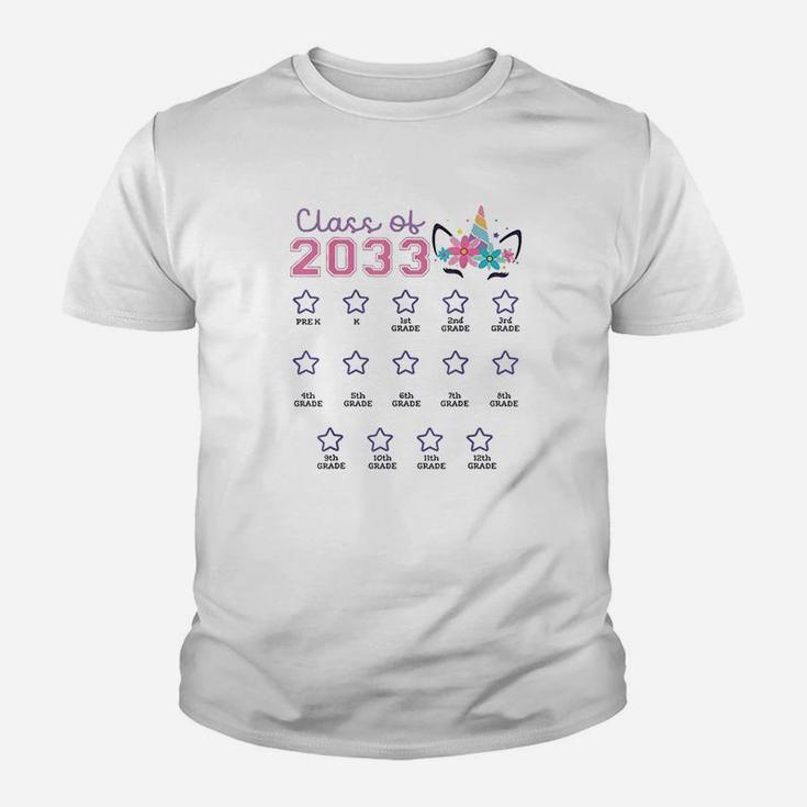 Class Of 2033 Grow With Me First Day Of School Unicorn Youth T-shirt