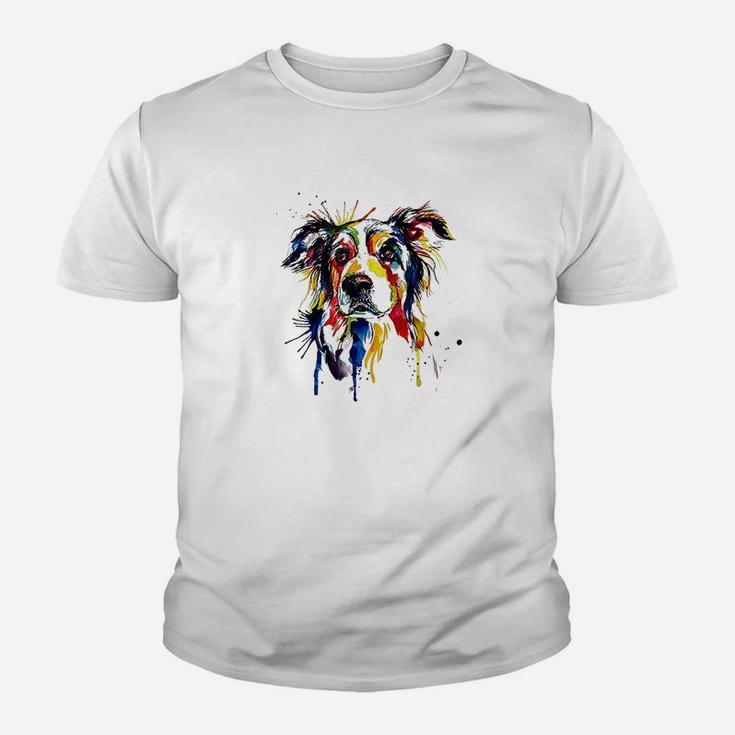 Colorful Border Collie Dog Lover Dad Mom Youth T-shirt