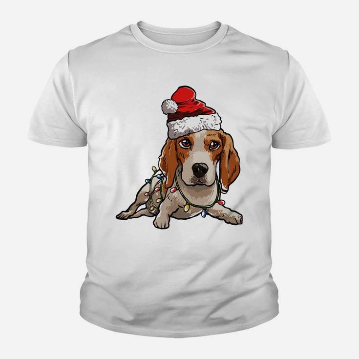 Cute Beagle Retriever Santa Christmas Tree Lights Xmas Sweatshirt Youth T-shirt