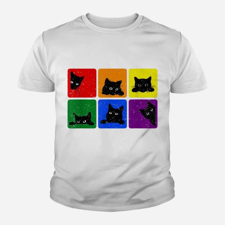 Cute Black Cat Lgbt Rainbow Gay Pride Cat Lovers Youth T-shirt
