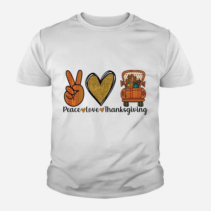 Cute Blessed Thanksgiving Costume, Peace Love Thanksgiving Youth T-shirt