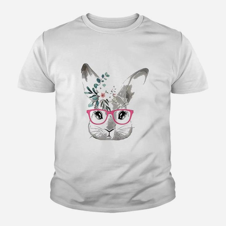 Cute Bunny Face With Pink Glasses Youth T-shirt