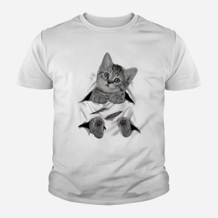Cute Cat Peeking Out Hanging Funny Gift For Kitty Lovers Youth T-shirt