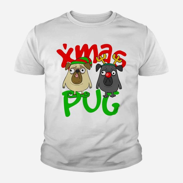Cute Christmas Pugs Owner Pug Lover Xmas Dog Dad Dog Mom Youth T-shirt