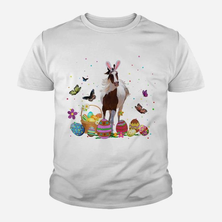 Cute Horse Bunny Egg Hunting Colorful Egg Happy Easter Day Youth T-shirt