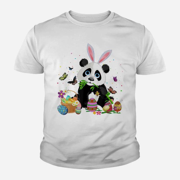 Cute Panda Bunny Egg Hunting Colorful Egg Happy Easter Day Youth T-shirt