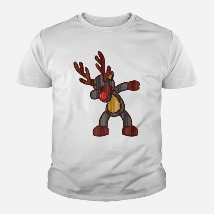 Dabbing Knitted Reindeer Christmas Rudolph Red Nose Xmas Youth T-shirt