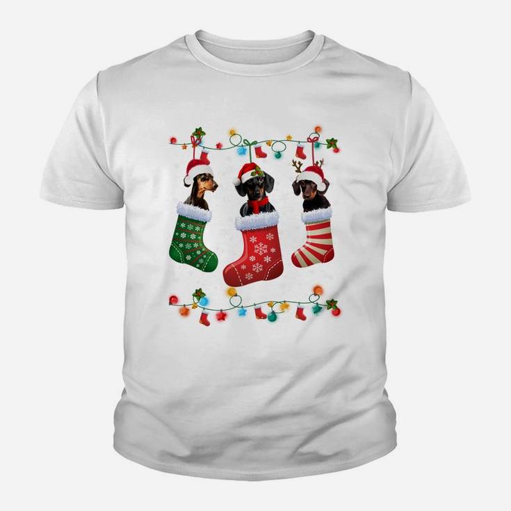 Dachshund Christmas Socks Funny Xmas Pajama Dog Lover Gift Sweatshirt Youth T-shirt