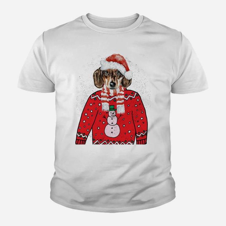 Dachshund Weiner Dog Doxie Ugly Xmas Santa Puppy Gift Outfit Sweatshirt Youth T-shirt