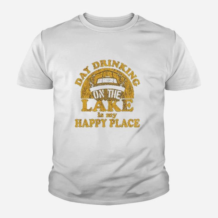 Day Drinking On The Lake Is My Happy Place Funny Summer Boating Vacation Youth T-shirt
