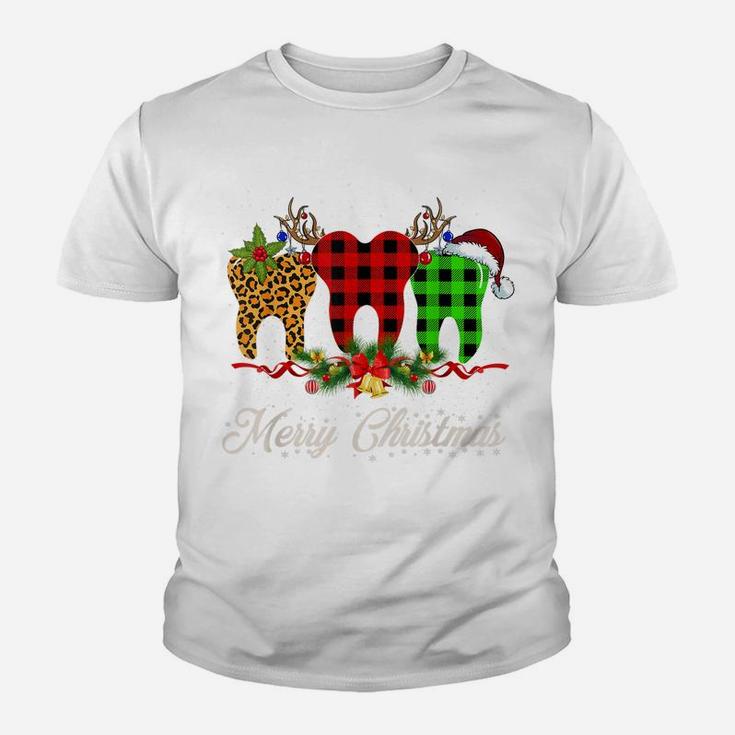 Dentist Christmas Funny Leopard Plaid Tooths Dental Costume Youth T-shirt