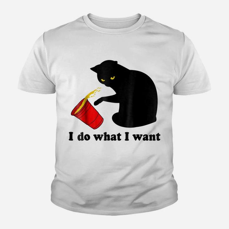 Do What I Want Black Cat Red Cup Funny Graphic Youth T-shirt
