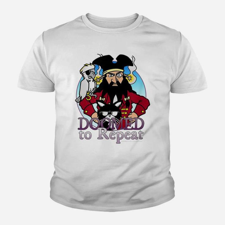 Doomed To Repeat Comic Strip Bird Cat Pirate Funny Youth T-shirt