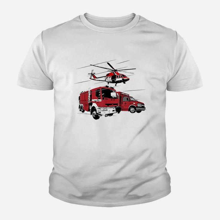 Ems Fire Truck Ambulance Rescue Helicopter Youth T-shirt