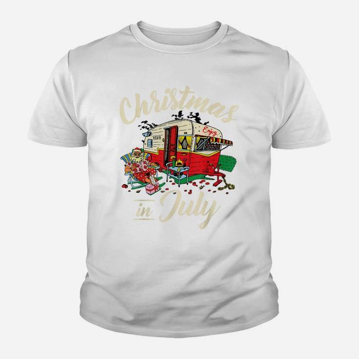 Enjoy Christmas In July Hippie Rv Camping Gift Camping Lover Youth T-shirt