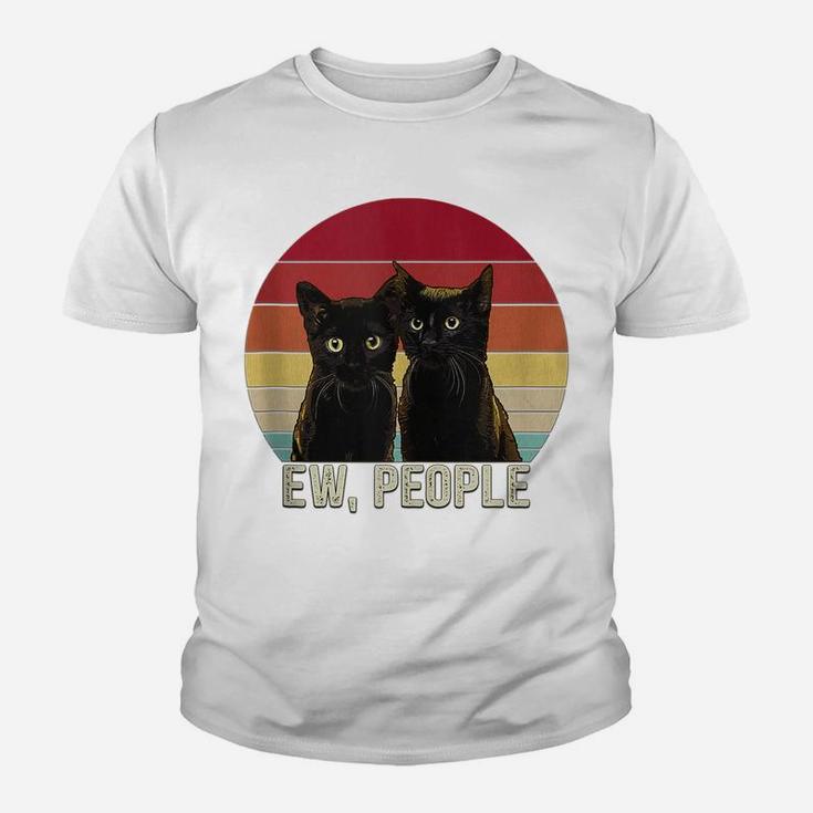 Ew People Funny Black Cats Vintage Kitten Lover Retro Womens Youth T-shirt