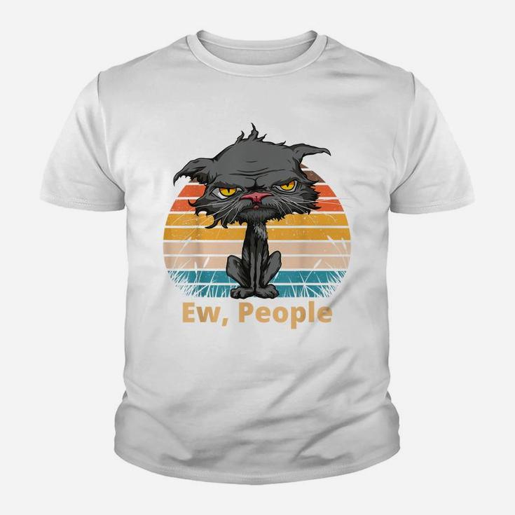 Ew People Funny Bored Cat Yellow Eyes Cat Lovers Retro Youth T-shirt
