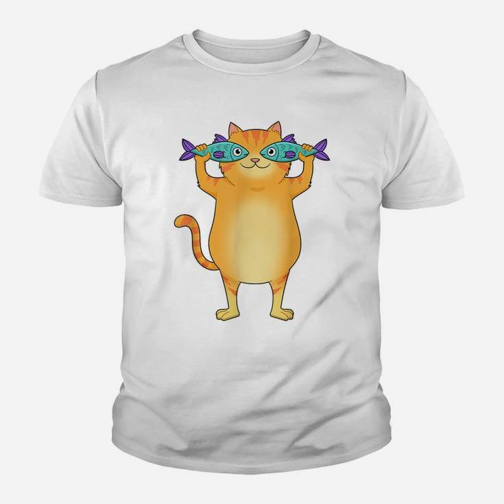 Fat Cat Catching Fish Fishy Eyes Pet Kitty Lovers Cute Youth T-shirt