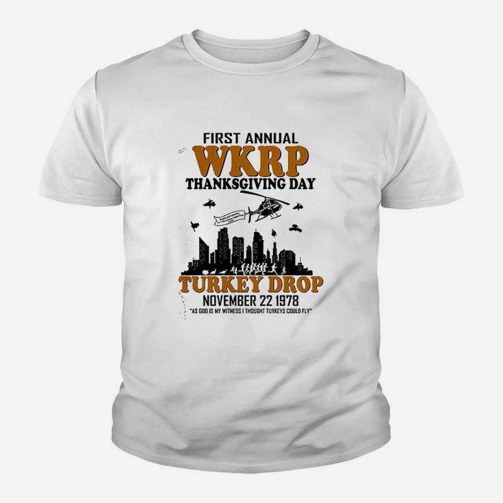 First Annual Wkrp Thanksgiving Day Turkey Drop Vintage Youth T-shirt