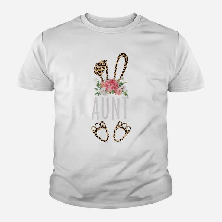 Floral Leopard Aunt Bunny Gift Happy Easter Mother's Day Youth T-shirt