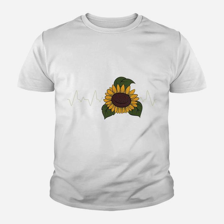 Floral Yellow Flower Blossom Florist Heartbeat Sunflower Youth T-shirt