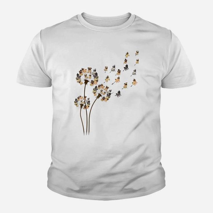 Flower Pug Dogs Dandelion Funny Animal Lovers Tees Men Women Youth T-shirt