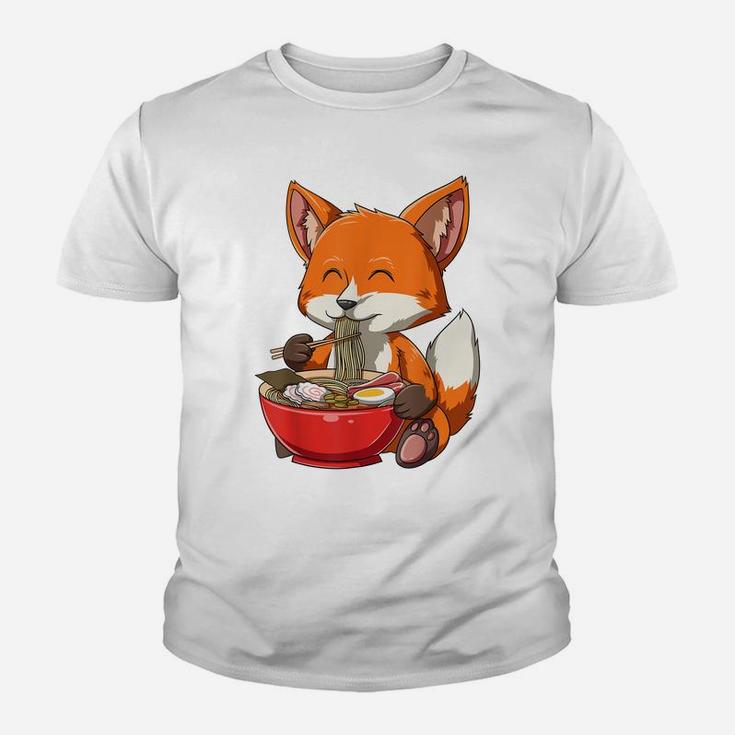 Fox Eating Ramen Ramen Noodle Lovers Fox Themed Gift Youth T-shirt