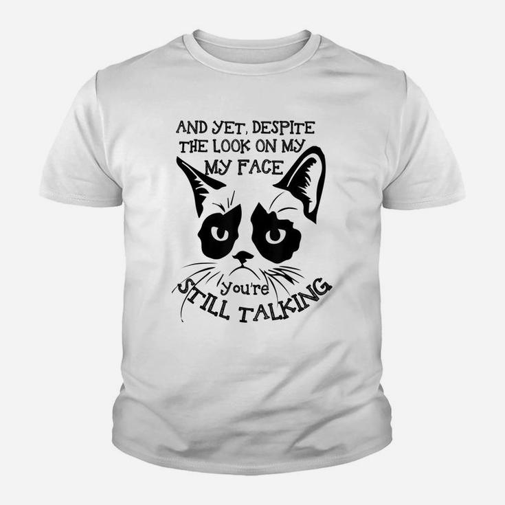 Funny Cat Kitten Grumpy-Face Cat Mom Cat Lovers Cat Owner Youth T-shirt