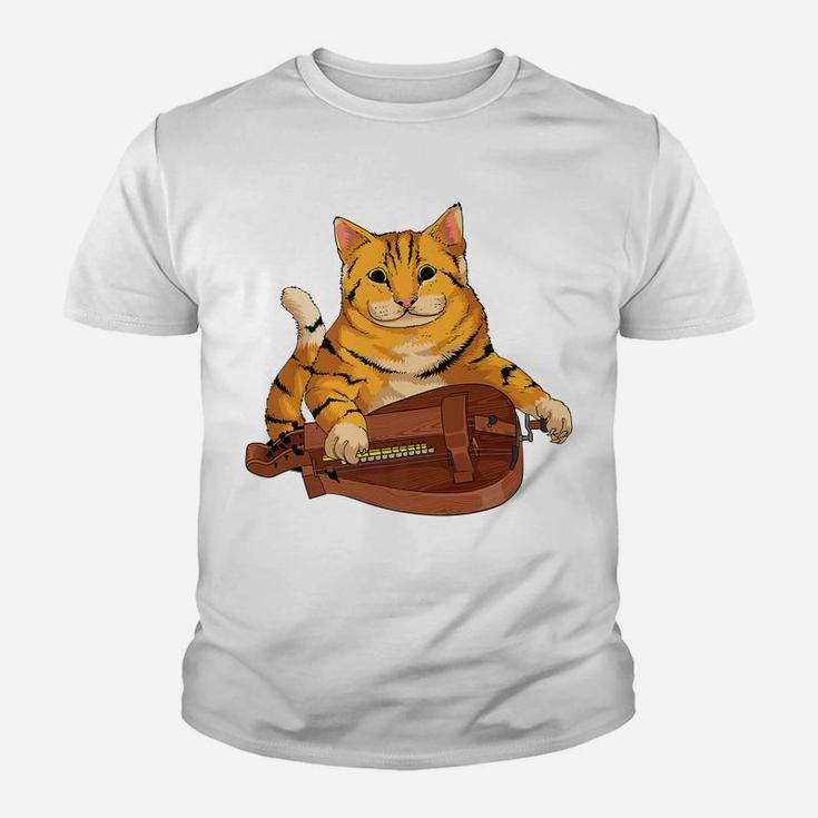 Funny Cat Playing Hurdy Gurdy Gift | Cool Kitten Musician Youth T-shirt