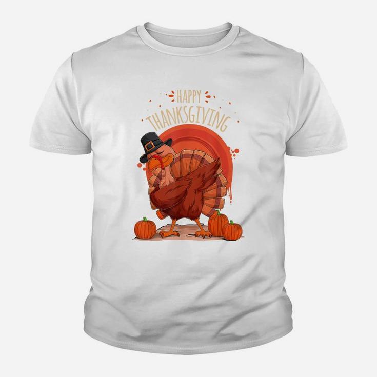 Funny Cute Turkey Doing Dabbing Dance For Thanksgiving Day Youth T-shirt