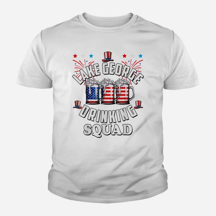 Funny Lake George Drinking Squad 4Th Of July Usa Flag Beer Youth T-shirt