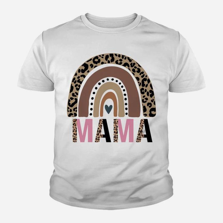 Funny Mama Mom Leopard Print Boho Rainbow Mother's Day Gift Youth T-shirt