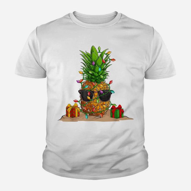 Funny Pineapple Christmas Tree Lights Xmas Gifts Youth T-shirt