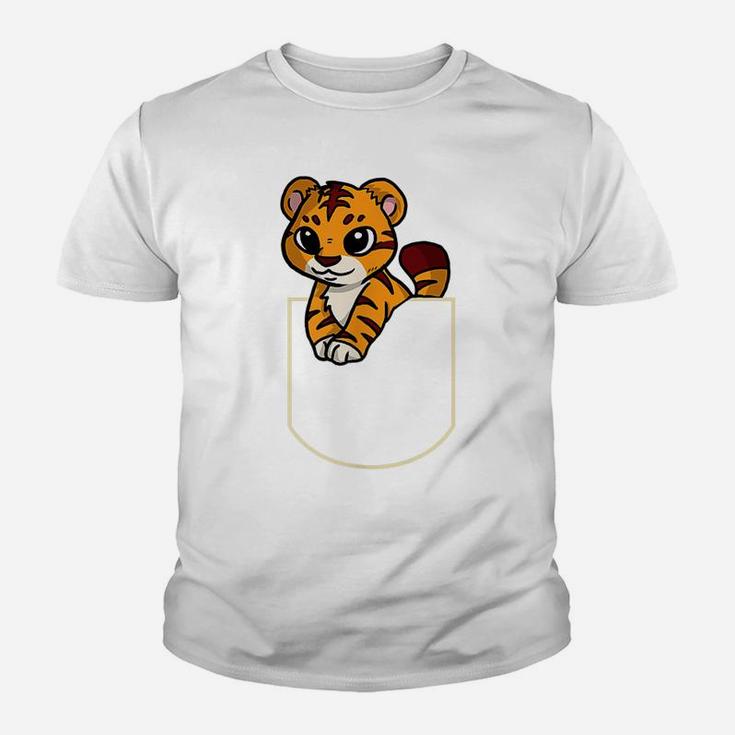 Funny Tiger In The Pocket Gift Cat Pocket Youth T-shirt