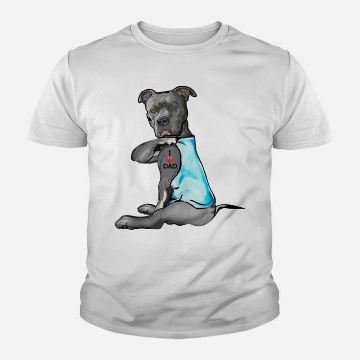 Funny Women Gifts Dog Pitbull I Love Dad Tattoo Gift Youth T-shirt