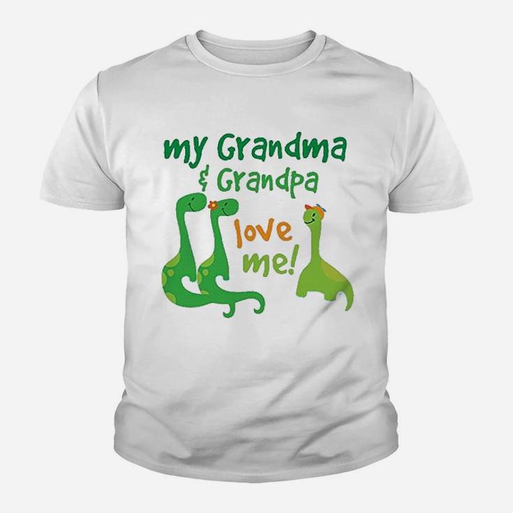 Grandma Grandpa Love Me Dinosaurs Youth T-shirt