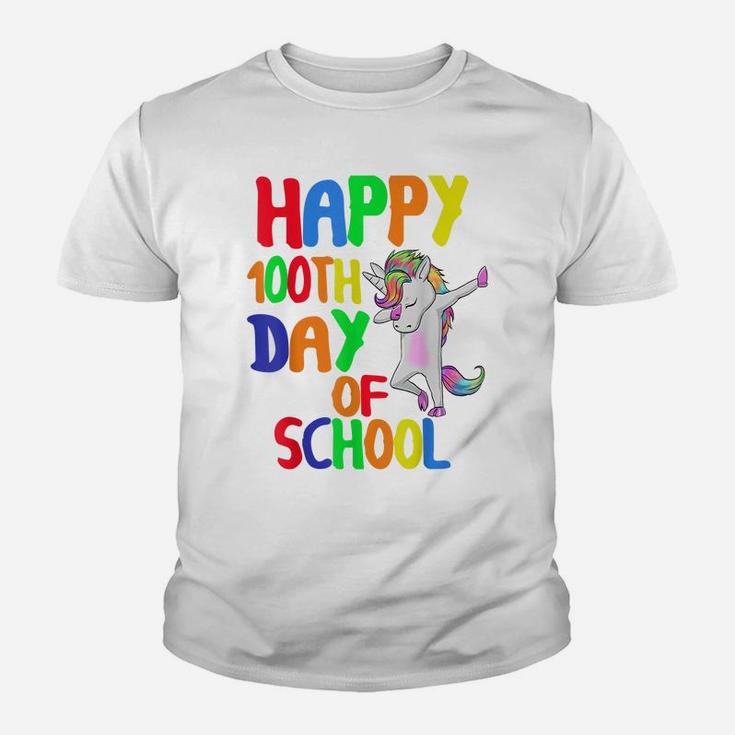 Happy 100Th Day Of School Funny T-Shirt Unicorn Dabbing Youth T-shirt