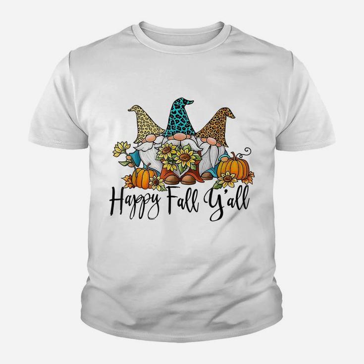 Happy Fall Y'all Gnome Leopard Design Youth T-shirt