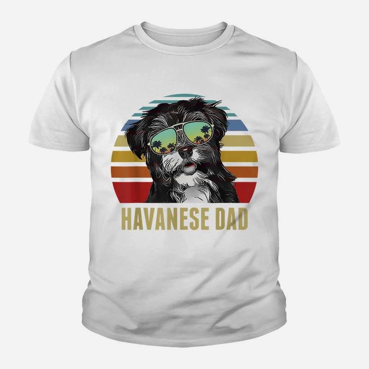 Havanese Best Dog Dad Ever Retro Sunset Beach Vibe Youth T-shirt