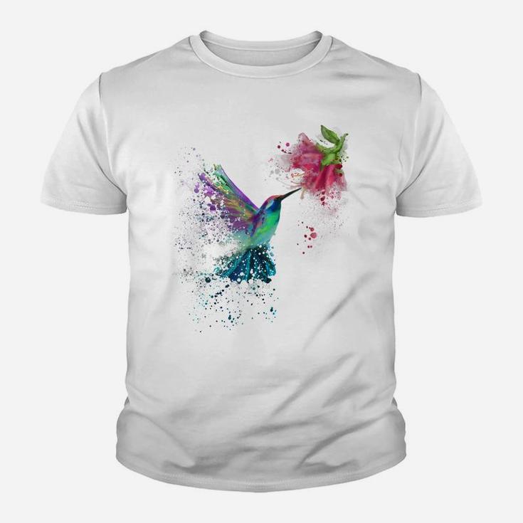 Hummingbird And Flower Bird Watcher Hummingbird Lover Youth T-shirt