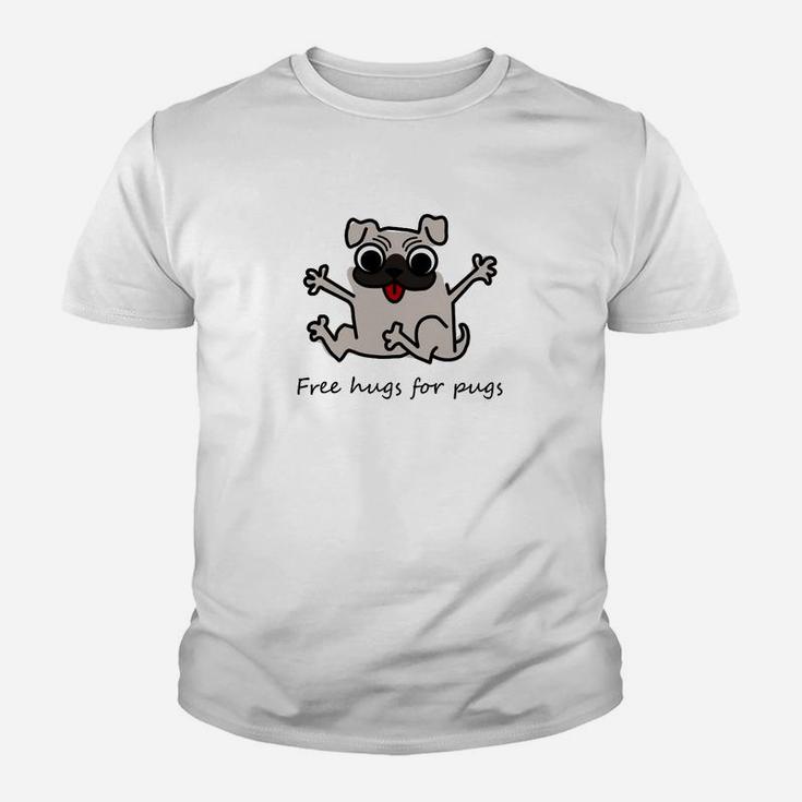 Hund Mops Free Hugs For Pugs Kinder T-Shirt