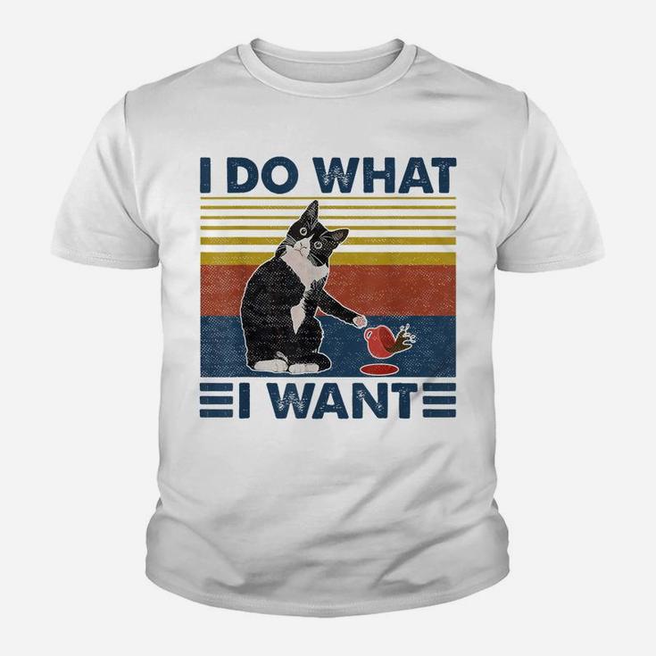 I Do What I Want Cat Vintage Funny Animal Kitty Lovers Tees Youth T-shirt