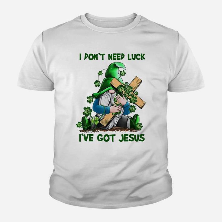 I Don't Need Luck I've Got Jesus Gnome Cross Youth T-shirt