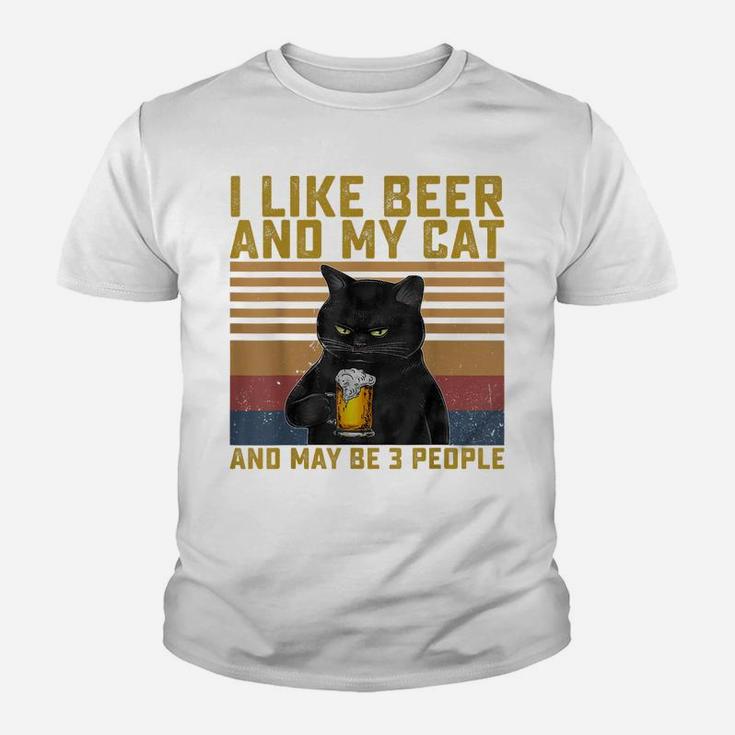 I Like Beer My Cat And Maybe 3 People Cat Lovers Gift Youth T-shirt