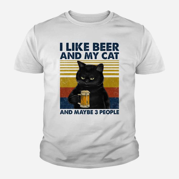 I Like Beer My Cat And Maybe 3 People Funny Cat Lovers Gift Sweatshirt Youth T-shirt